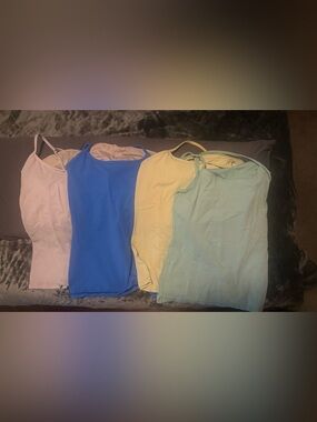 lululemon athletica 4 Power Y tanks-Blue, Yellow, purple, teal SEE DESCRIPTION
